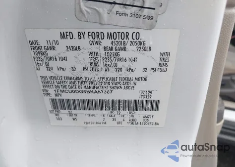 2011 Ford Escape Xlt из США, поврежденный, VIN 1FMCU0DG5BKA87387